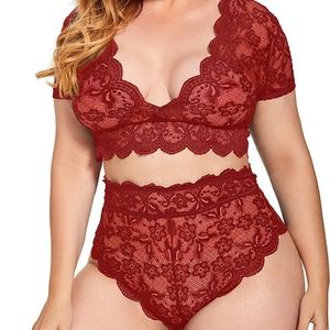 🍉Red Plus Size Lingerie Set ❤️